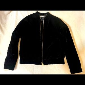 Mango velvet bomber jacket, black, size S